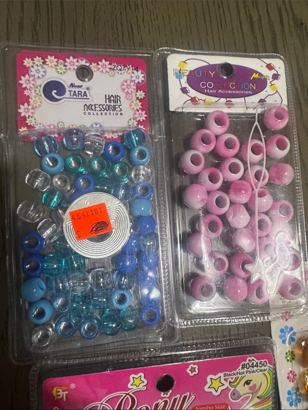 Lot of Kids Hair Beads Pack - Pink, Purple, Blue, Brown and black braids
